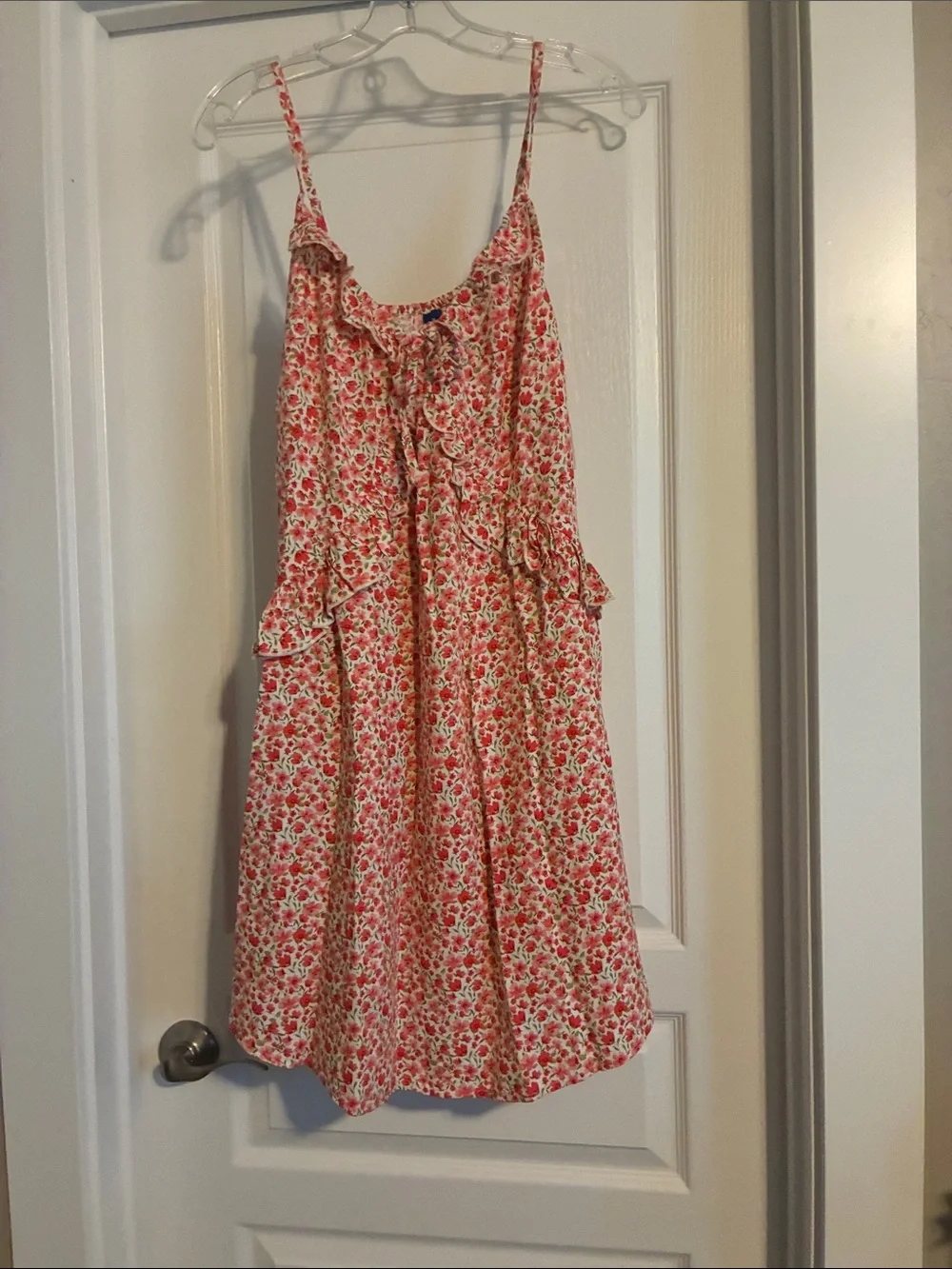 Old Navy Pink and White Floral Spaghetti-Strap Dress